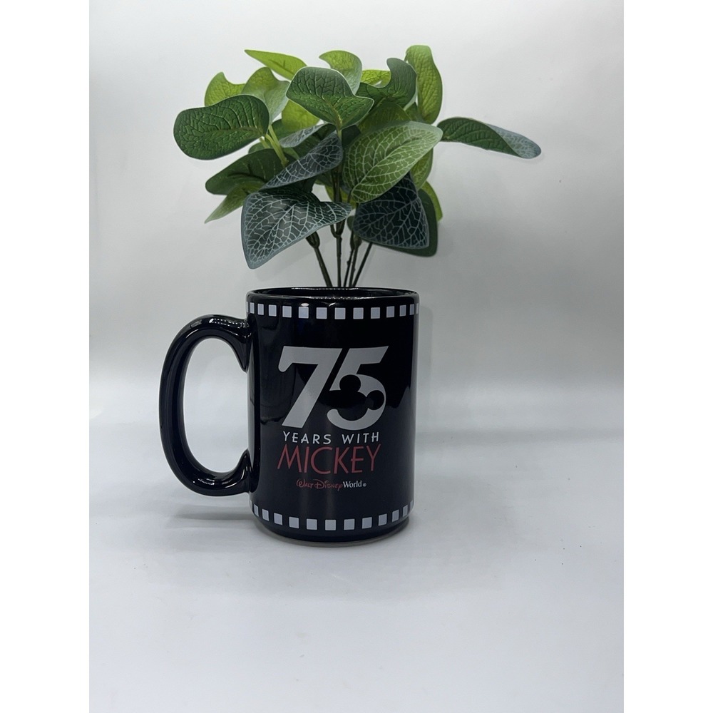 Walt Disney World "75 Years With Mickey"Black Mug w/ Mickey & Film Reel Graphics - Picture 3 of 8